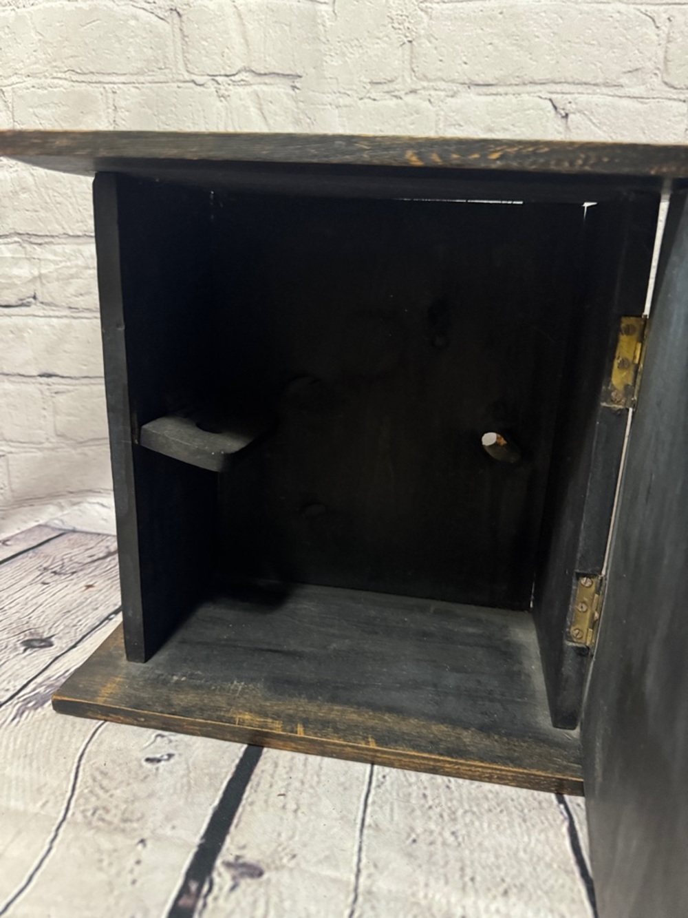 Spiritual Herb Wicken Decorative Black Wooden Cabinet with Copper Accents - Picture 3 of 8